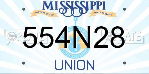 554N28 Mississippi License Plate