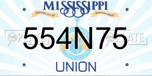 554N75 Mississippi License Plate