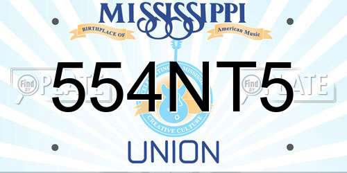 554NT5 Mississippi License Plate