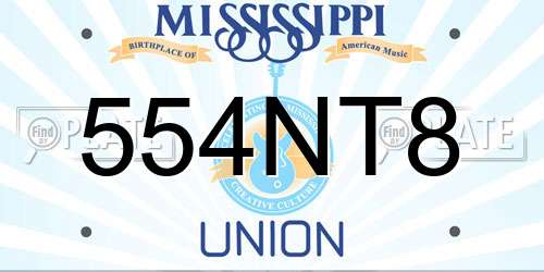 554NT8 Mississippi License Plate