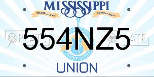 554NZ5 Mississippi License Plate