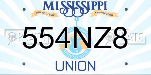554NZ8 Mississippi License Plate