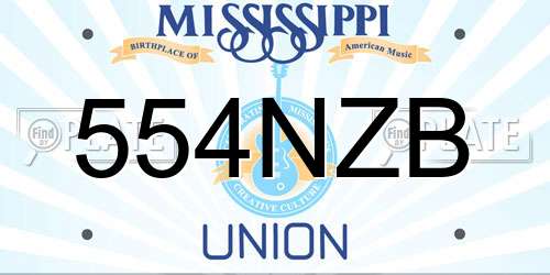 554NZB Mississippi License Plate