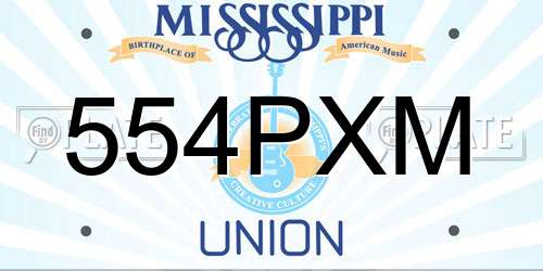 554PXM Mississippi License Plate