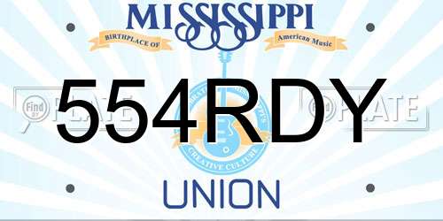 554RDY Mississippi License Plate
