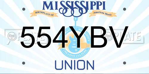 554YBV Mississippi License Plate
