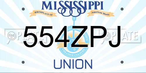 554ZPJ Mississippi License Plate