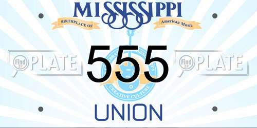 555 Mississippi License Plate