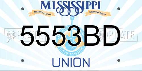 5553BD Mississippi License Plate