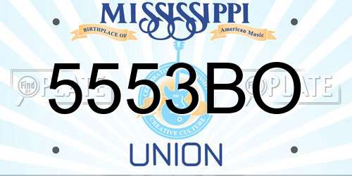 5553BO Mississippi License Plate
