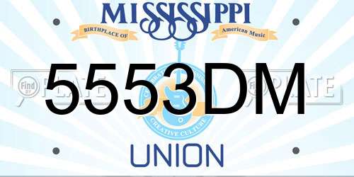5553DM Mississippi License Plate