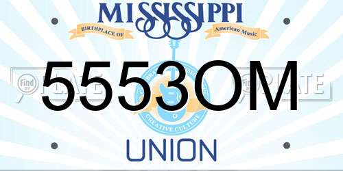 5553OM Mississippi License Plate