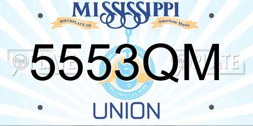 5553QM Mississippi License Plate