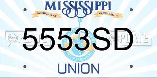 5553SD Mississippi License Plate