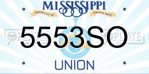 5553SO Mississippi License Plate