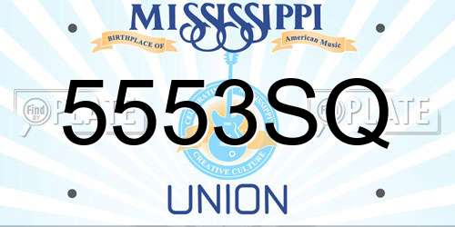 5553SQ Mississippi License Plate