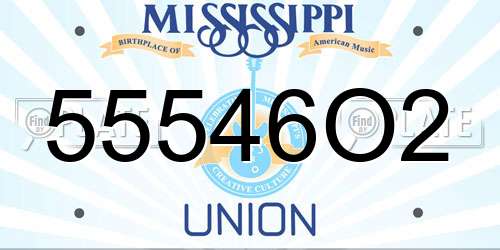 55546O2 Mississippi License Plate