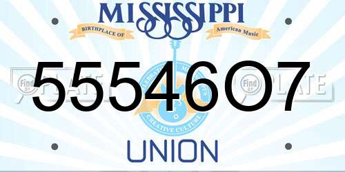 55546O7 Mississippi License Plate