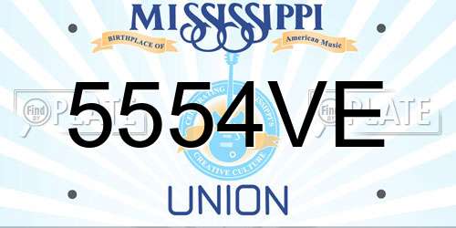 5554VE Mississippi License Plate