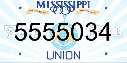 5555034 Mississippi License Plate