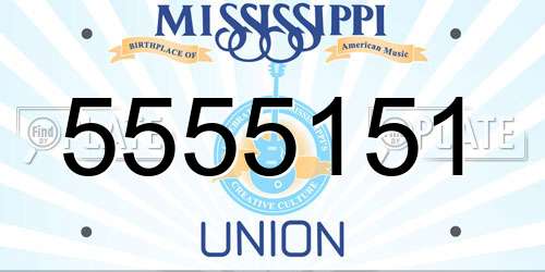 5555151 Mississippi License Plate