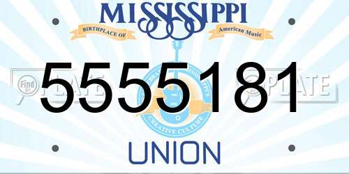 5555181 Mississippi License Plate