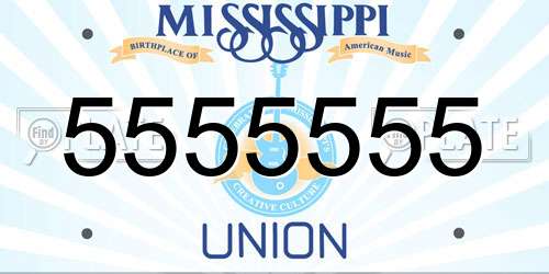 5555555 Mississippi License Plate