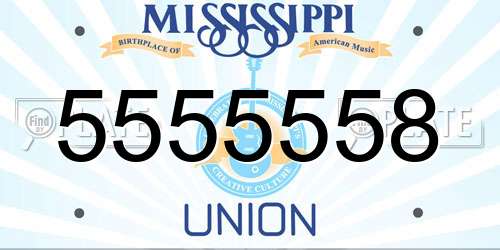 5555558 Mississippi License Plate