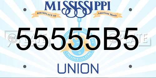 55555B5 Mississippi License Plate