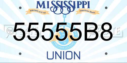 55555B8 Mississippi License Plate