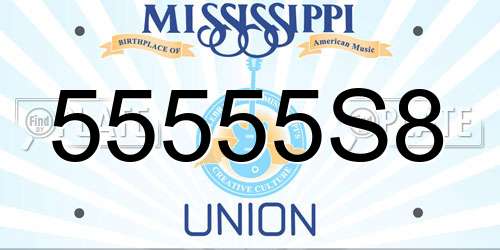 55555S8 Mississippi License Plate