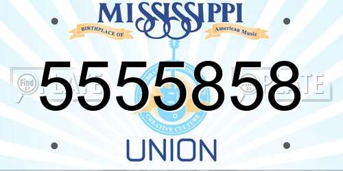 5555858 Mississippi License Plate