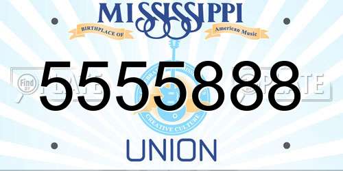 5555888 Mississippi License Plate