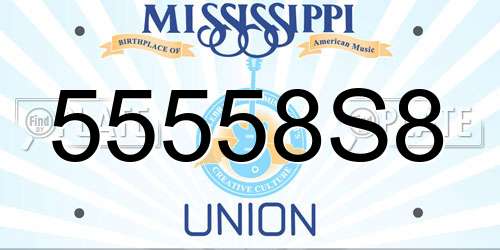 55558S8 Mississippi License Plate