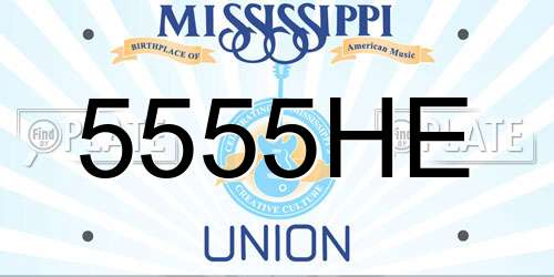 5555HE Mississippi License Plate