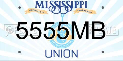 5555MB Mississippi License Plate