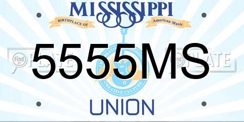 5555MS Mississippi License Plate
