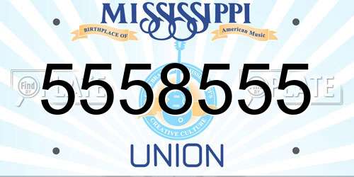 5558555 Mississippi License Plate