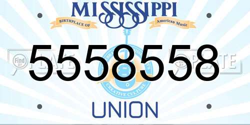 5558558 Mississippi License Plate