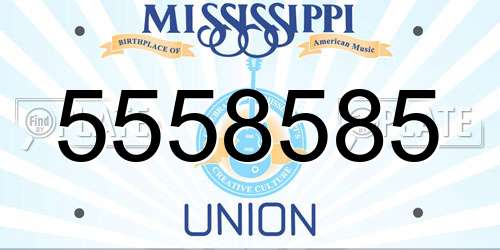 5558585 Mississippi License Plate