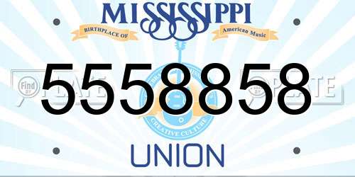 5558858 Mississippi License Plate