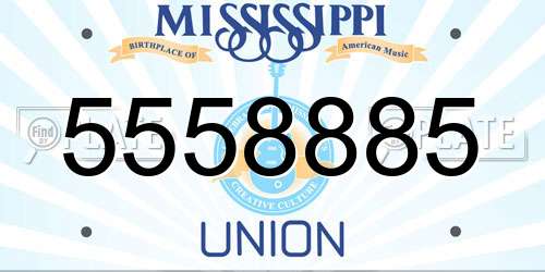 5558885 Mississippi License Plate