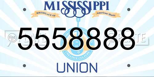 5558888 Mississippi License Plate