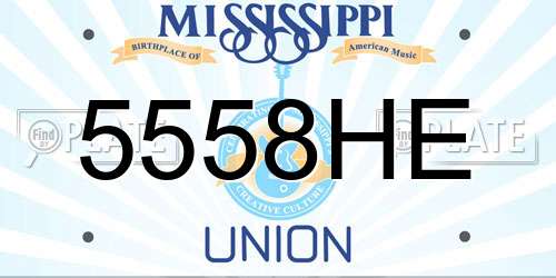 5558HE Mississippi License Plate