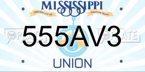 555AV3 Mississippi License Plate