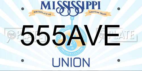 555AVE Mississippi License Plate