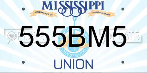 555BM5 Mississippi License Plate