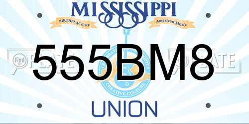 555BM8 Mississippi License Plate