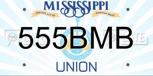 555BMB Mississippi License Plate
