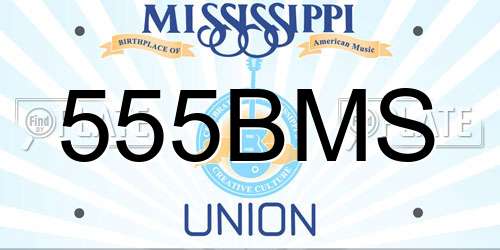 555BMS Mississippi License Plate
